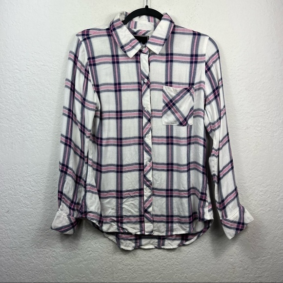 ❤️ Rails Plaid Button Down Long Sleeve Top Pink Blue - Picture 1 of 8